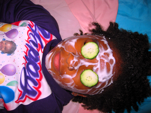 Relaxing Facial For Kids With Cukes Over The Eyes Relaxing Facial For Kids With Cukes Over The Eyes