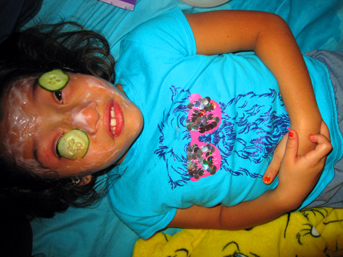 The Cukes Slipped Off Her Eyes During Kids Facials! The Cukes Slipped Off Her Eyes During Kids Facials!