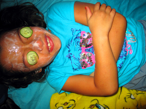 The Cukes Were Put Back On Her Eyes During Her Facial For Girls