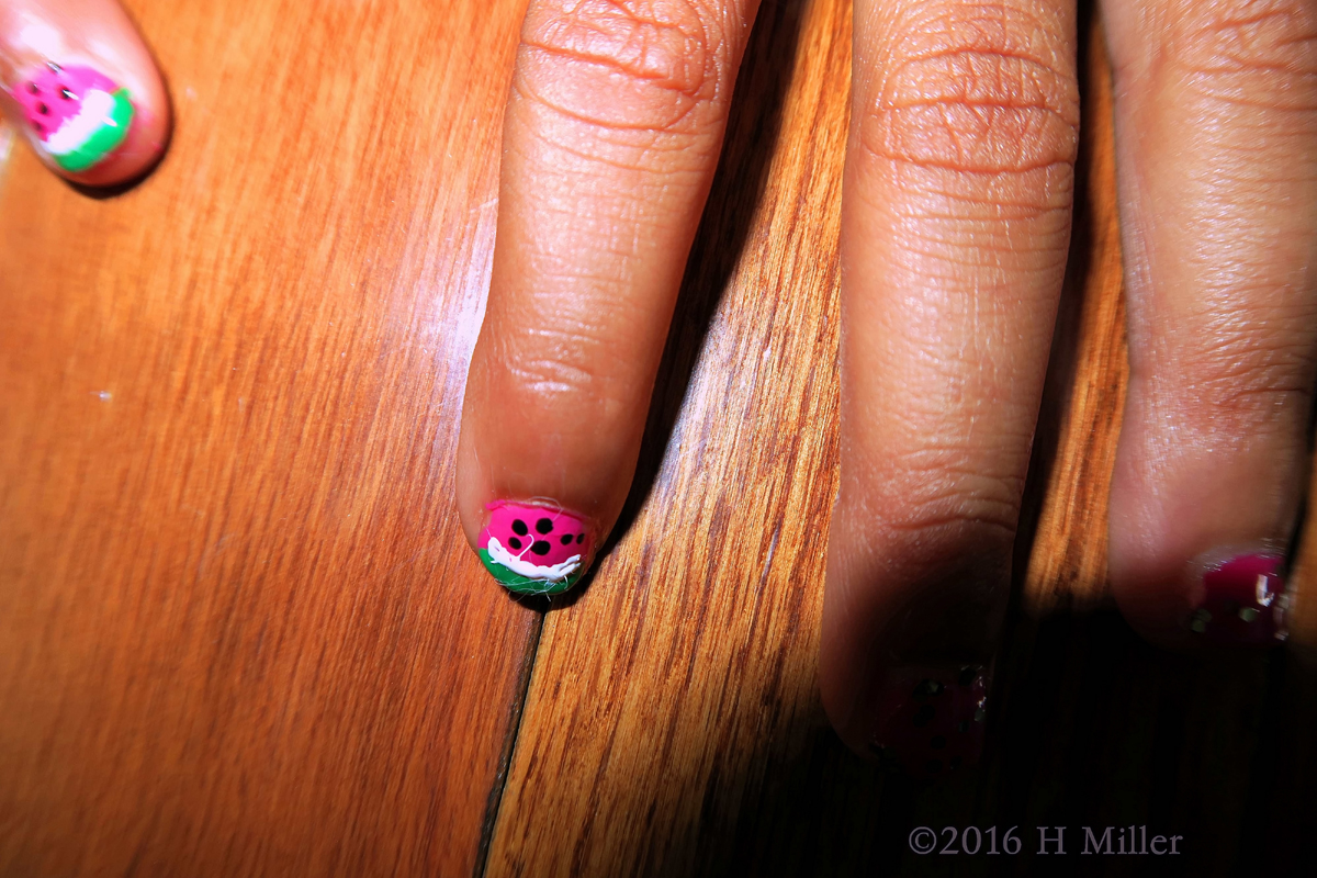 Watermelon On Her Nails!! 
