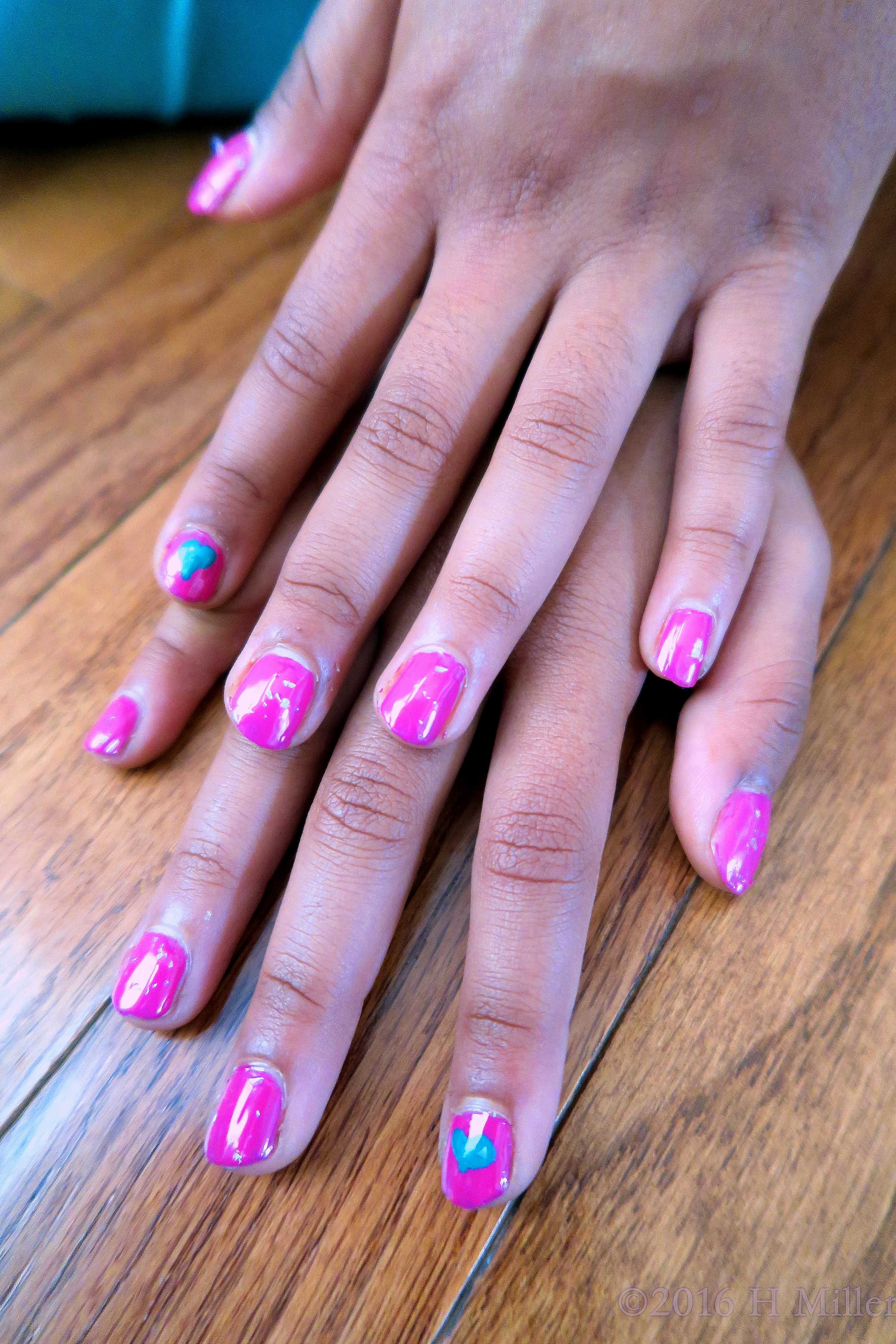 Cute Pink And Blue Kids Mini Mani. Cute Pink And Blue Kids Mini Mani.