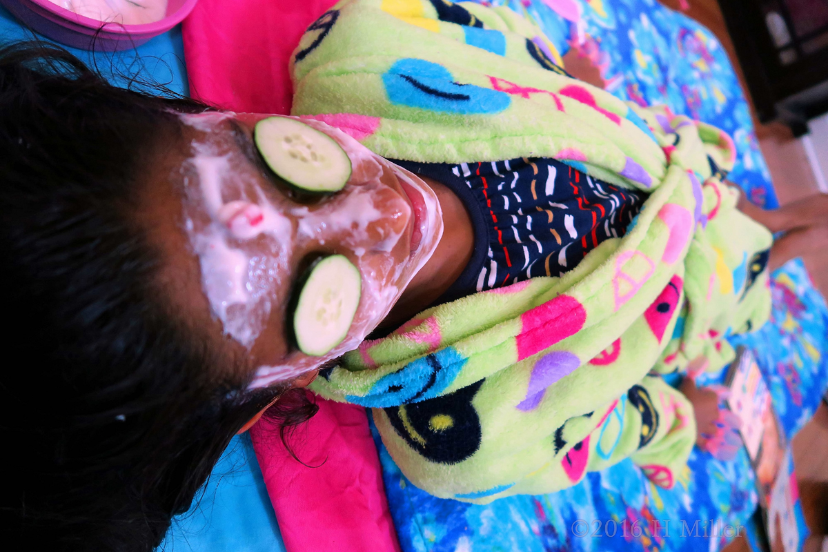 Relaxed In The Homemade Vanilla Yogurt Kids Facial Masque.