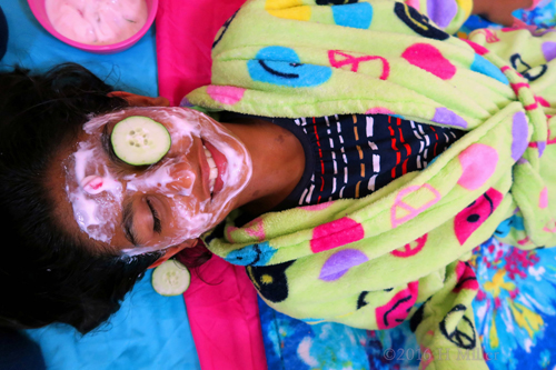 Chilling In Her Yummy And Gentle Kids Facial. Chilling In Her Yummy And Gentle Kids Facial.