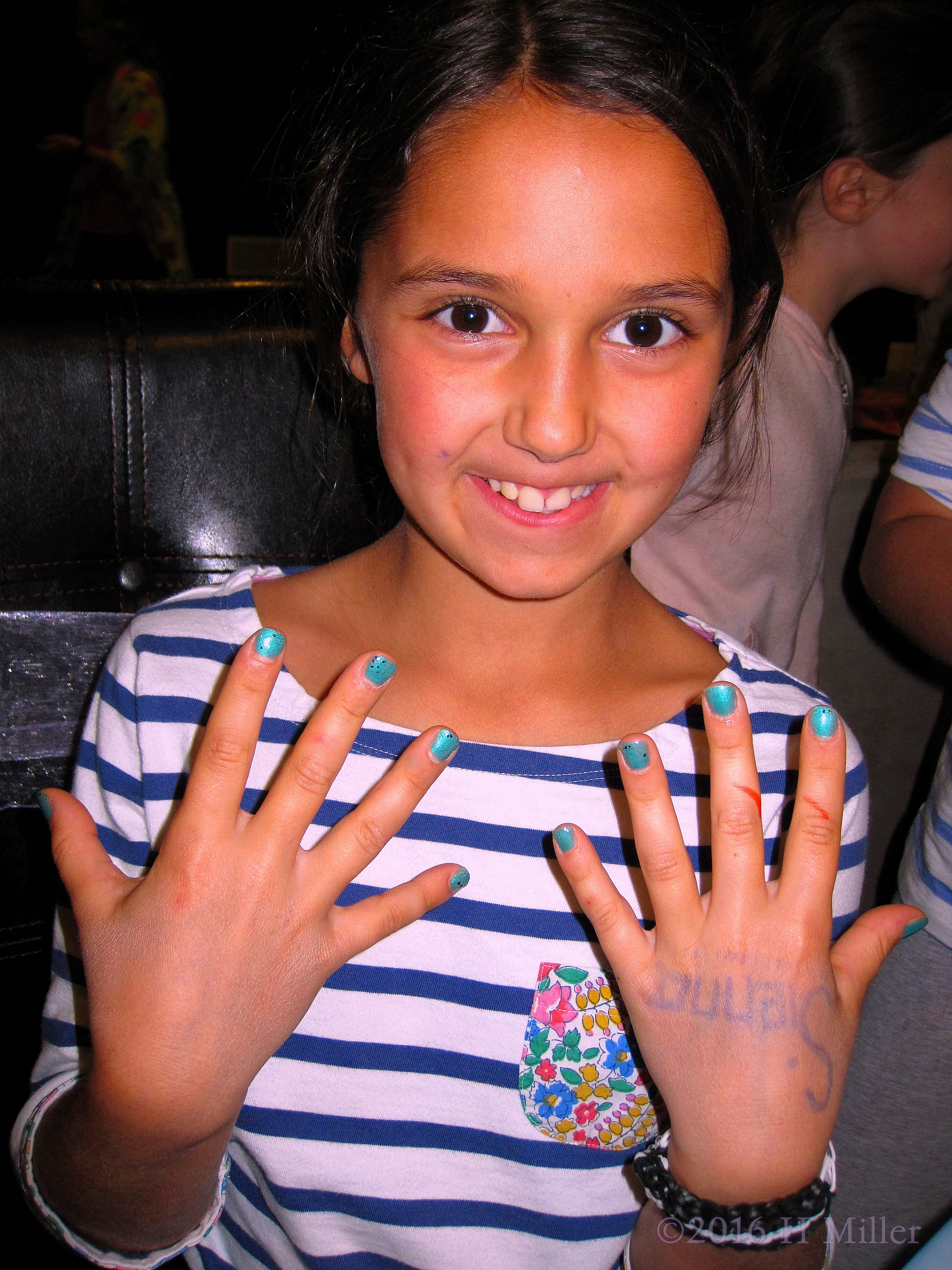 Truly Inique Mani! Cyan Metallic Nail Polish And Dark Glitter. 