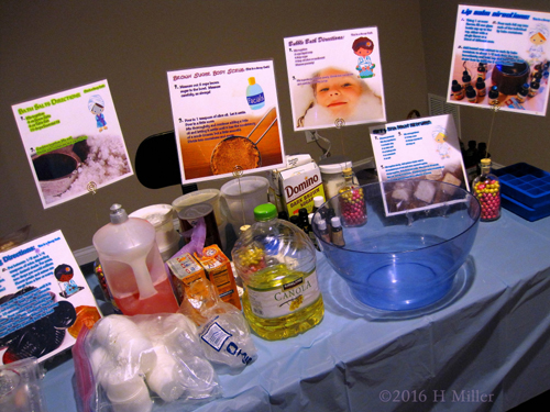The Spa Craft Table With Ingredients And Utensils And Craft Cards