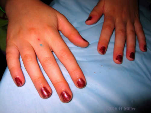 Metallic Brick Red Kids Mani.