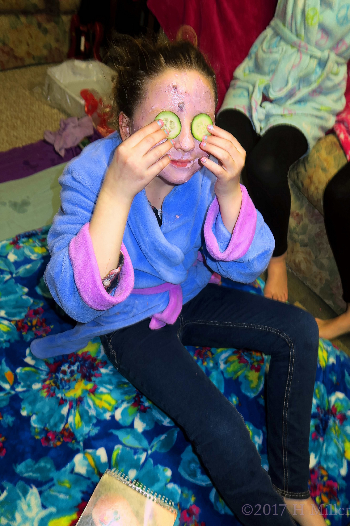 Putting Her Cukes Back On Her Eyes During Her Facial. 1