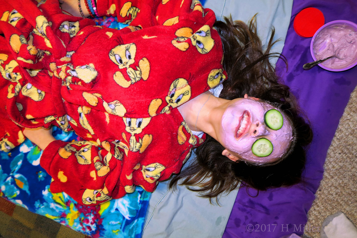 She Picked A Blueberry Masque For Her Kids Facial And She Is Super Happy! 