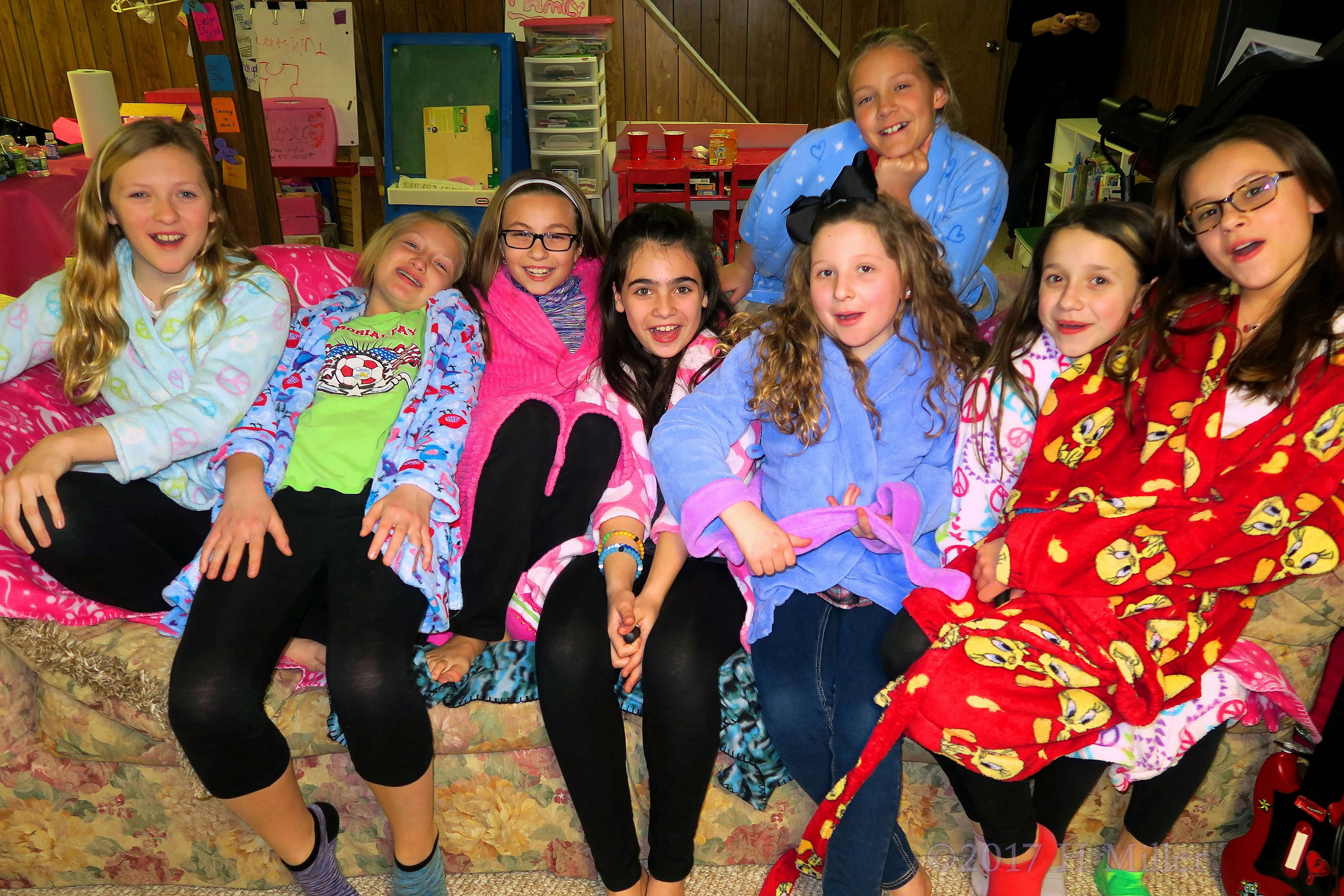 Group Photo With Spa Robes For The Kids Spa Party. Group Photo With Spa Robes For The Kids Spa Party.