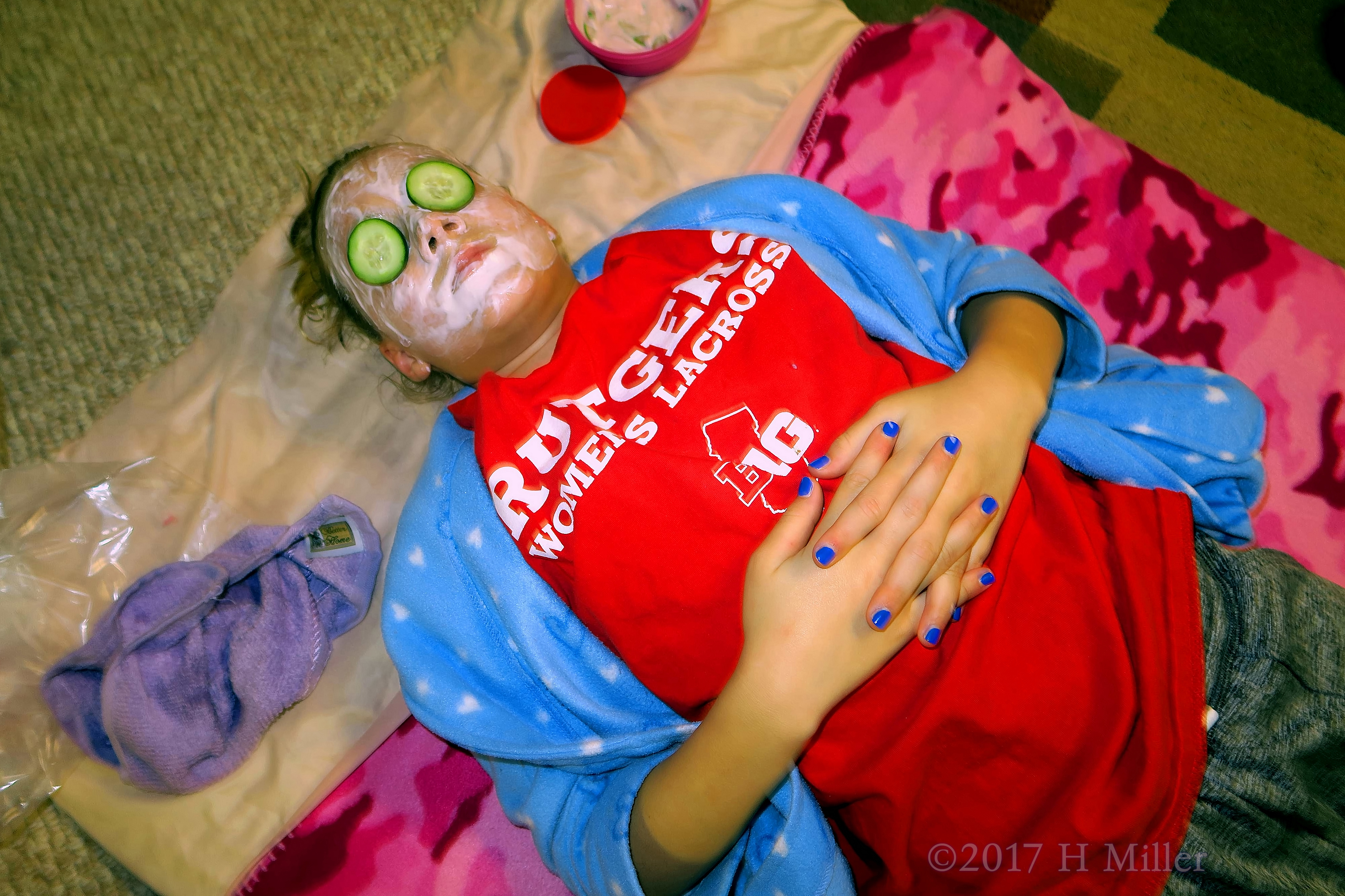 Looking Relaxed And Calm In Her Kids Facial Masque. 4 Looking Relaxed And Calm In Her Kids Facial Masque. 4