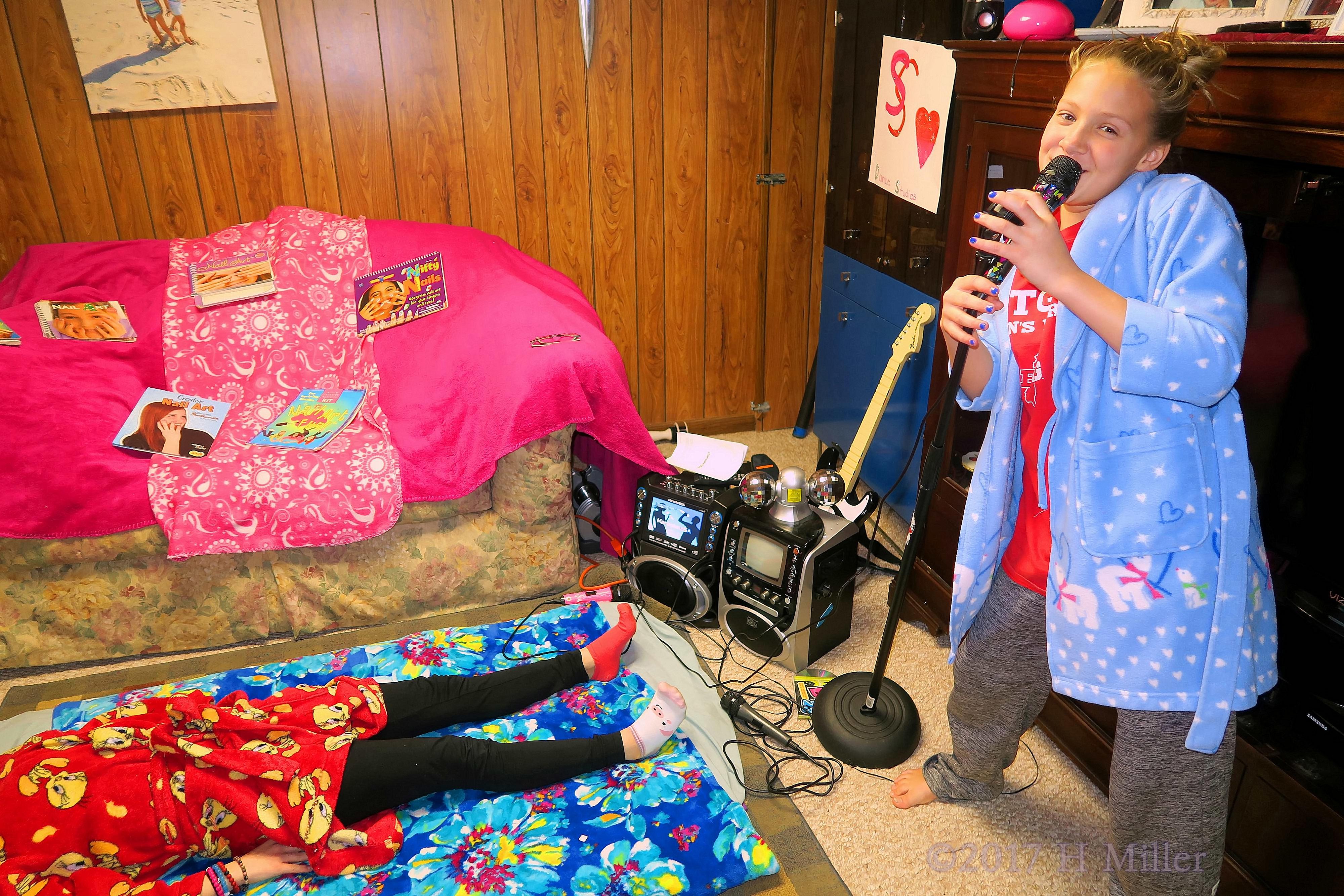 Singing With The Microphone At Audrey's Spa Party! 