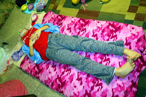 Relaxing In The Face Masque And Cukes During Her Facial. Relaxing In The Face Masque And Cukes During Her Facial.