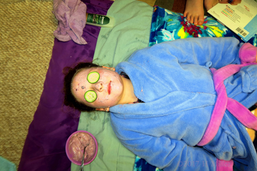 Relaxing With Her Blueberry Facial Masque At The Spa. 