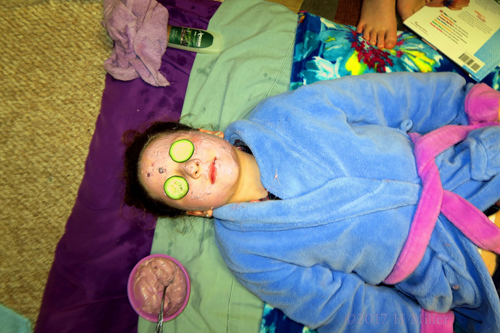 Relaxing With Her Blueberry Facial Masque At The Spa. Relaxing With Her Blueberry Facial Masque At The Spa.