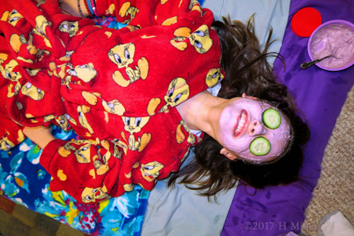 She Picked A Blueberry Masque For Her Kids Facial And She Is Super Happy!