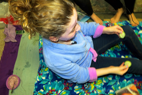 Sitting Up During Her Face Masque At The Spa. Sitting Up During Her Face Masque At The Spa.
