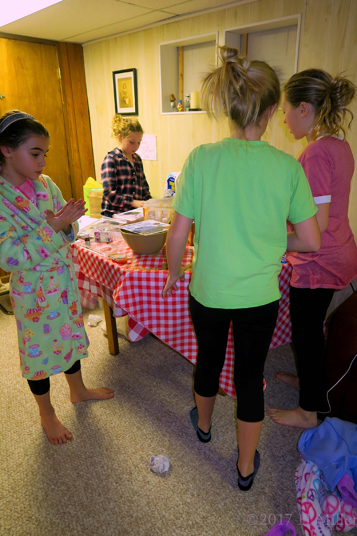 Everyone Is Gathered Around The Kids Crafts Table. 