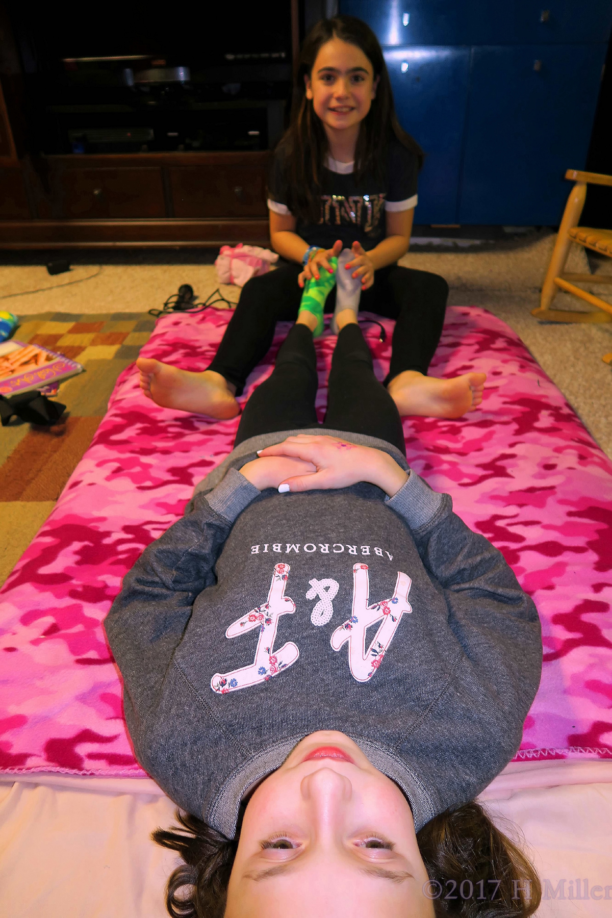 She's Ready For Her Facial While The Birthday Girl Helps Her To Relax. 