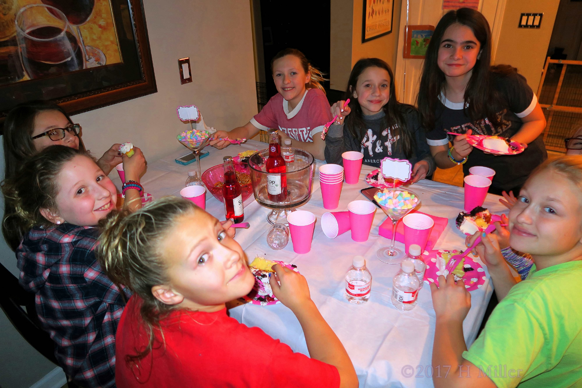 Smiling During Cake At The Birthday Party For Kids! 