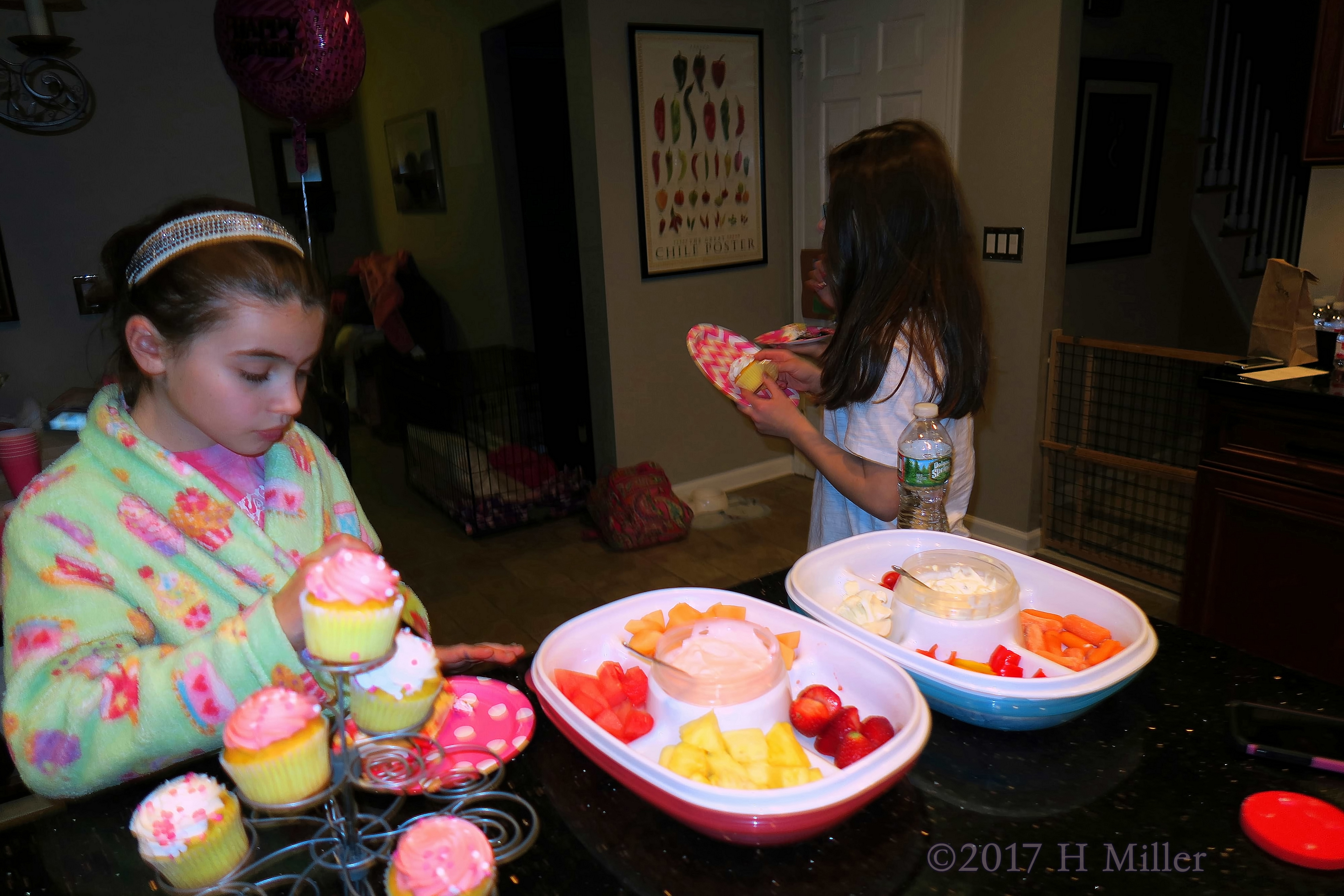 Cupcakes And Fruit With Dip At The Girls Spa Snack Table! 