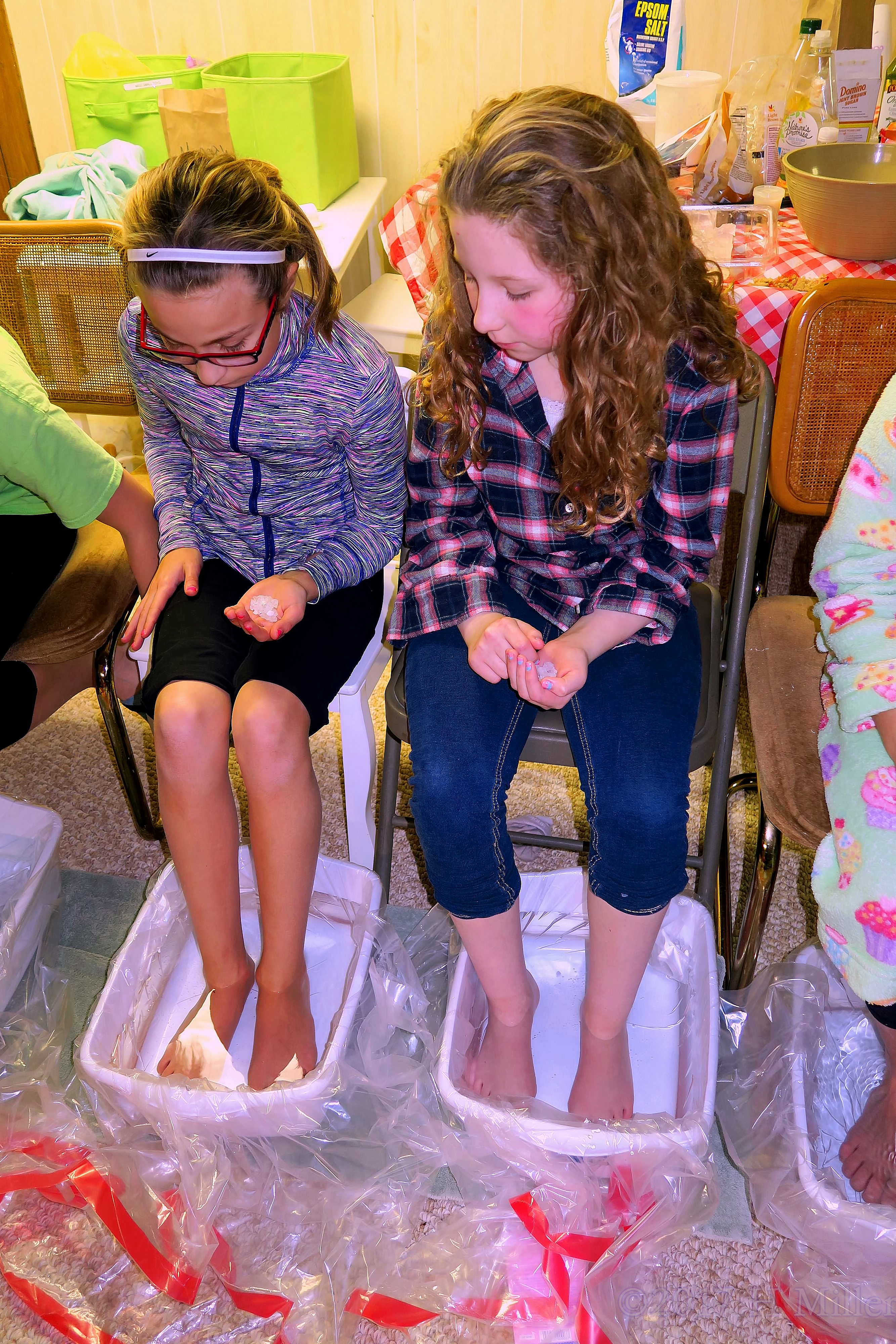Putting The Salt In Their Footbaths During Kids Pedis. 4