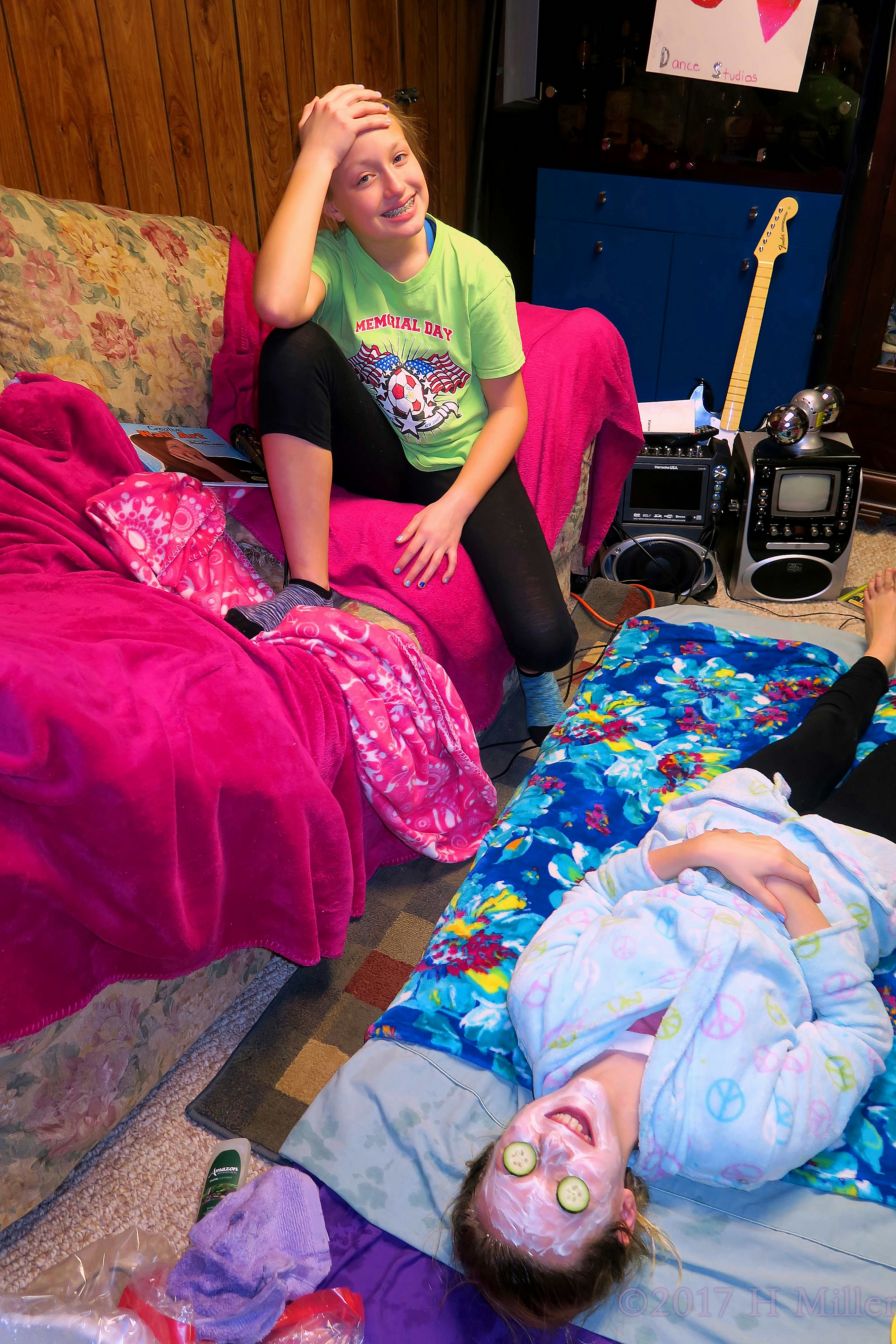 Smiling And Laughing During Girls Spa Party Facials! Smiling And Laughing During Girls Spa Party Facials!