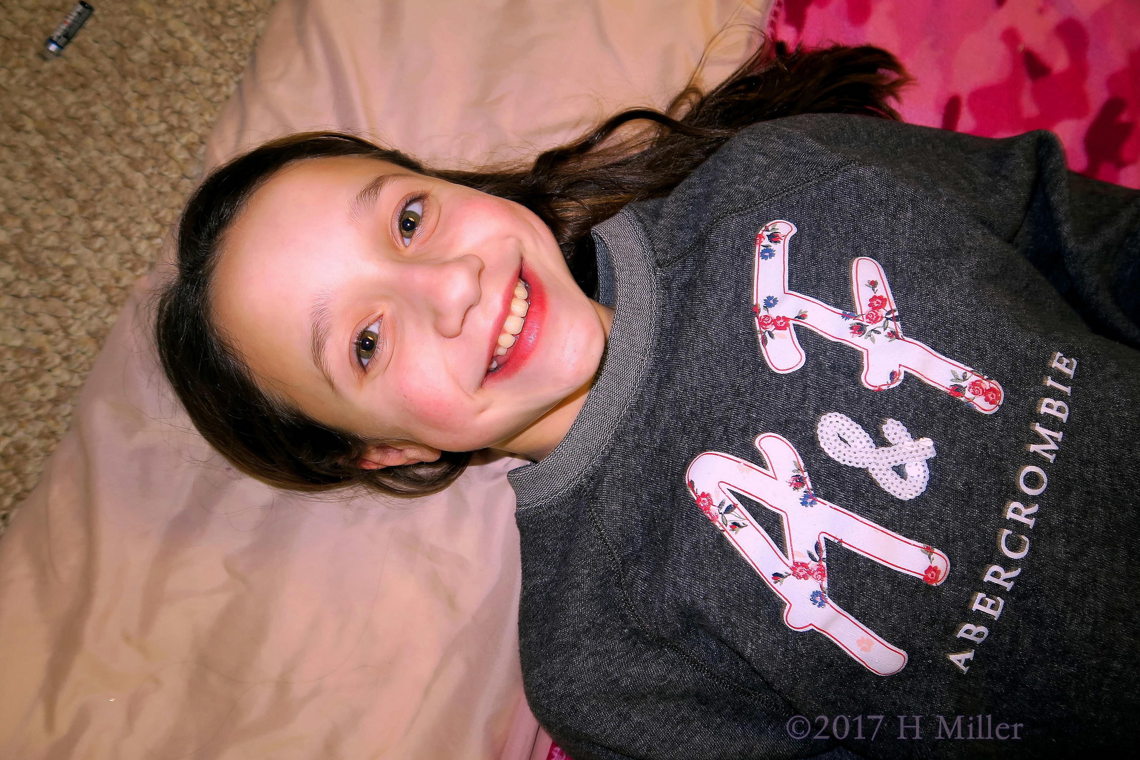 Smiling And Ready For Her Kids Facial Spa Treatment. Smiling And Ready For Her Kids Facial Spa Treatment.