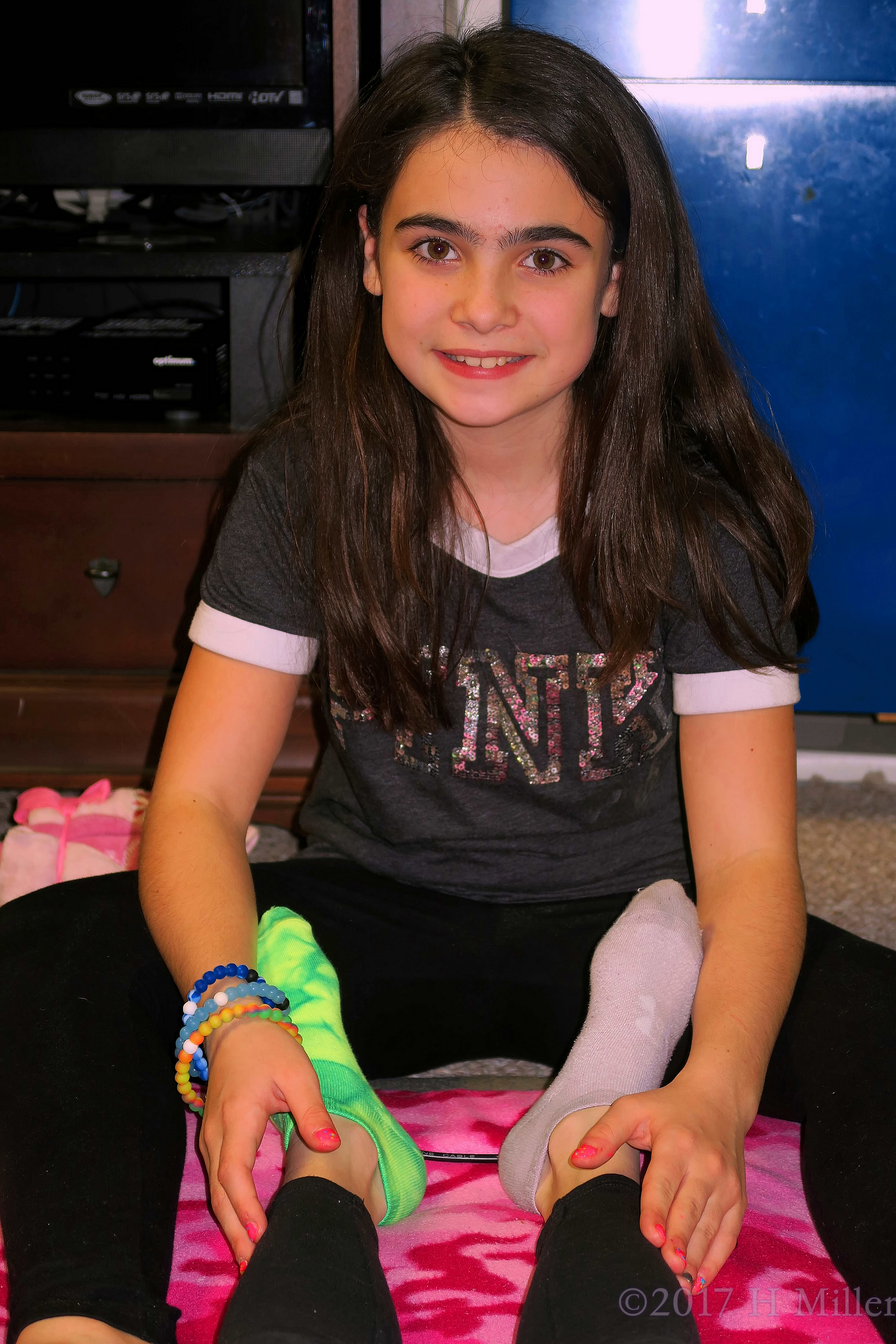 The Birthday Girl Smiling At The Spa For Girls. The Birthday Girl Smiling At The Spa For Girls.