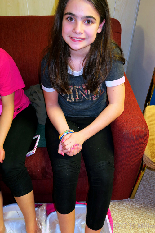 Audrey, The Birthday Girl, Gets Ready To Add Salt To Her Pedicure Footbath. Audrey, The Birthday Girl, Gets Ready To Add Salt To Her Pedicure Footbath.