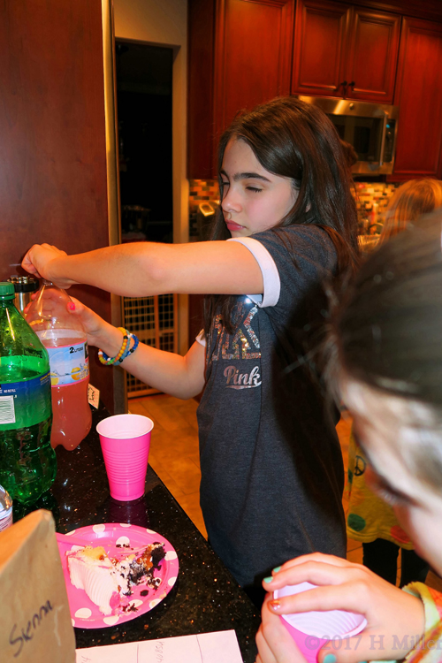 Opening A New Bottle Of Soda At The Party For Girls!