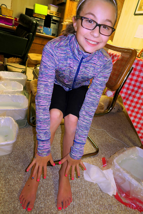 Showing Her Matching Mini Manicure And Mini Pedicure. What A Pretty Pink! 