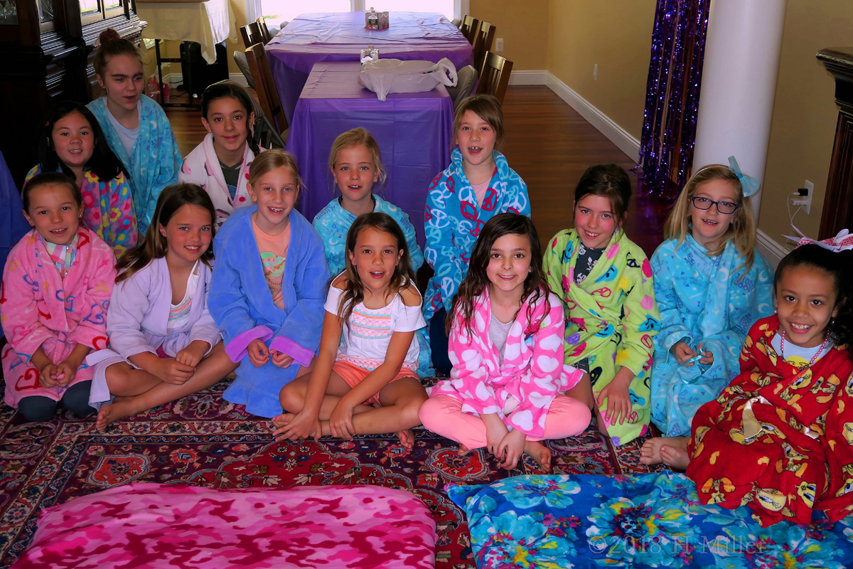 The Girls Spa Party Group Photo In Spa Robes! 