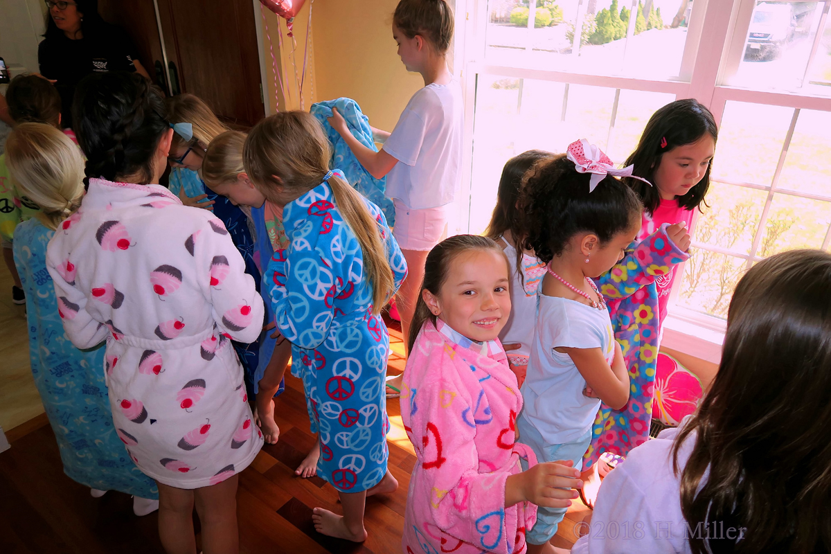 These Girls Are Still Choosing Their Favorite Girls Spa Robes. 