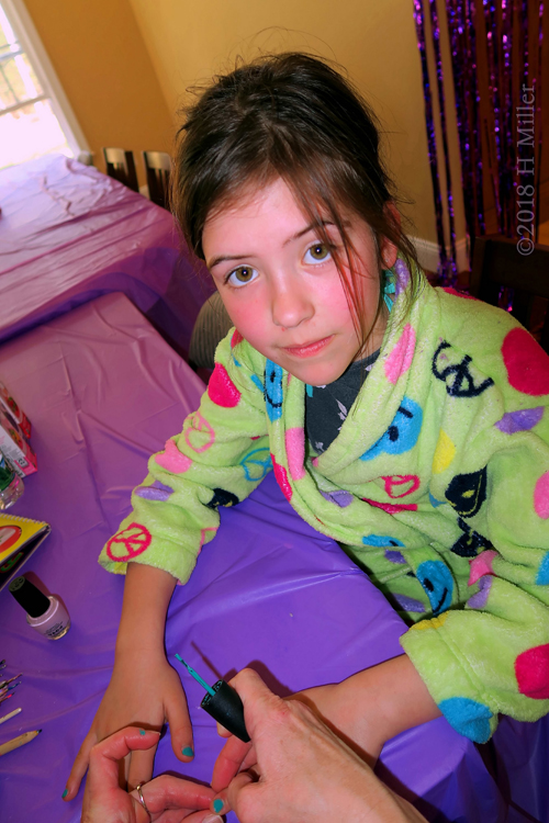 Getting Her Girls Manicure Polished At The Spa For Girls. Getting Her Girls Manicure Polished At The Spa For Girls.