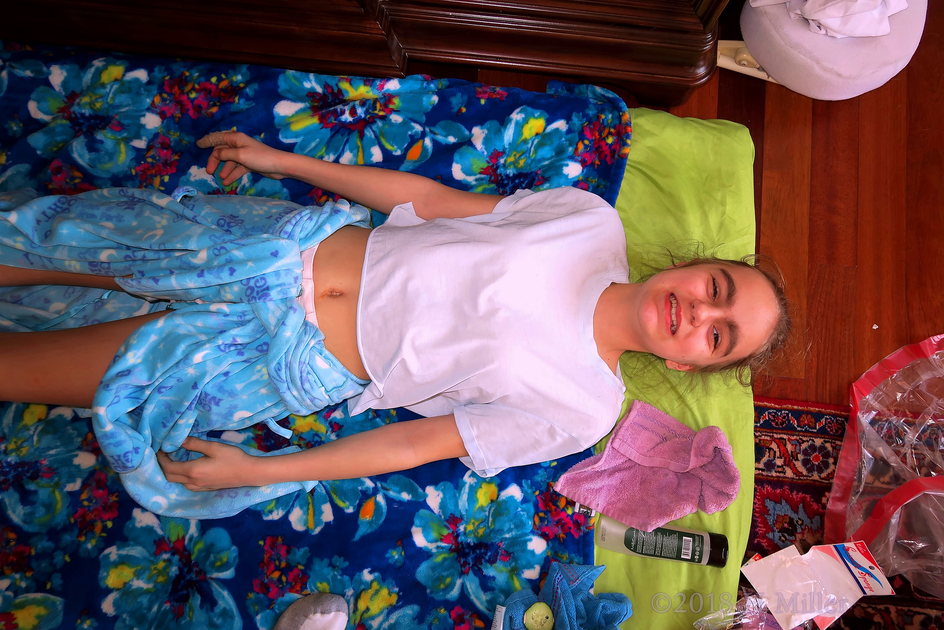 Smiling Before Her Kids Facial. Smiling Before Her Kids Facial.