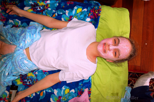 Her Kids Facial Masque Is On And She Is Ready For Relaxation! Her Kids Facial Masque Is On And She Is Ready For Relaxation!