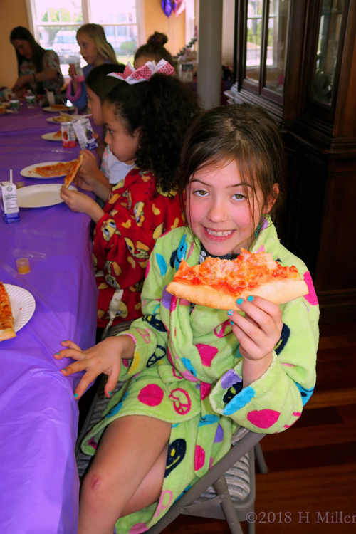 Smiling During Spa Party Pizza!