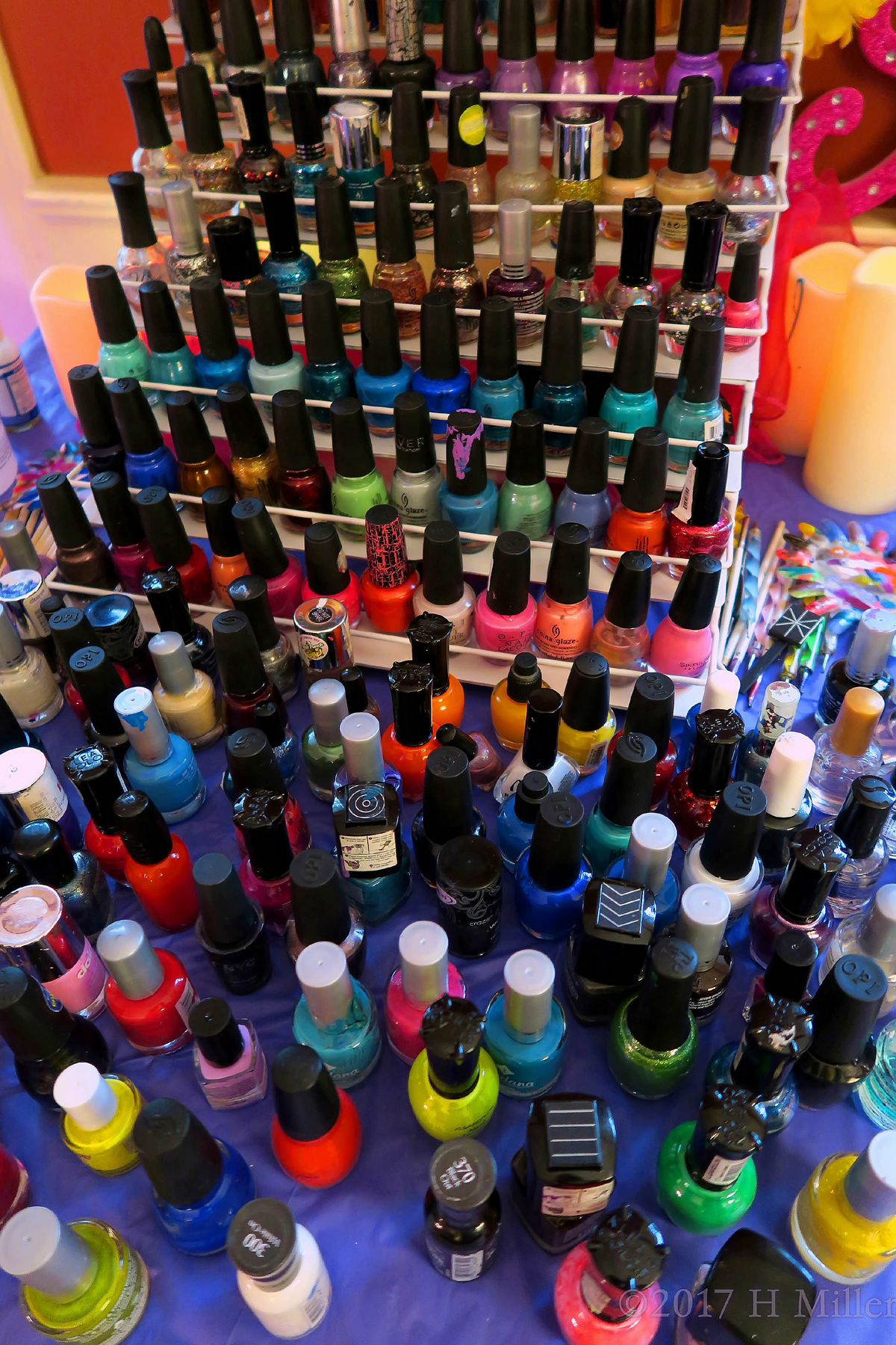 Stacked Tower Of Delight Full Of Nail Polish In Assorted Colors! 