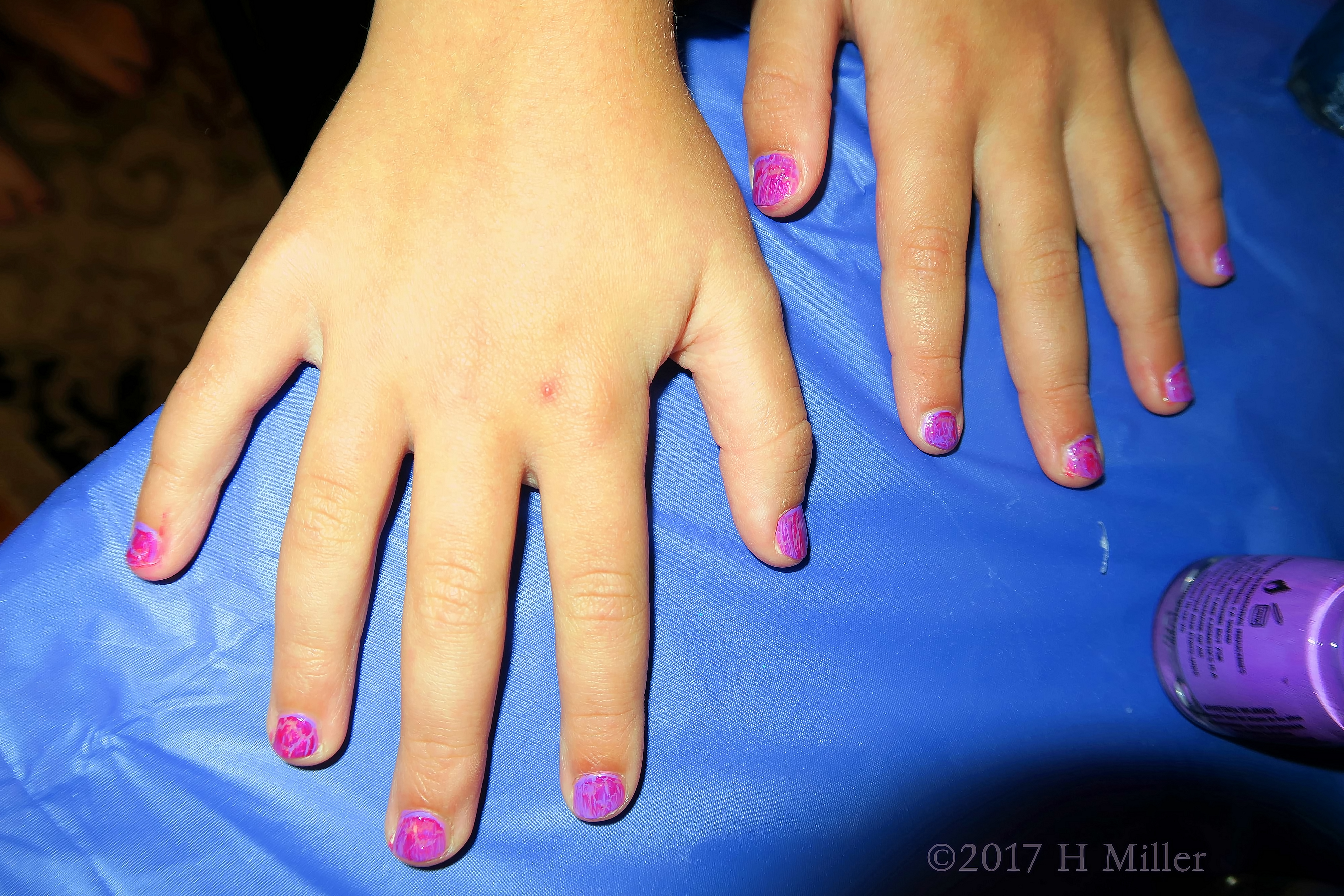 Shatter Nail Effect In Lavender And Pink For This Kids Manicure. Shatter Nail Effect In Lavender And Pink For This Kids Manicure.