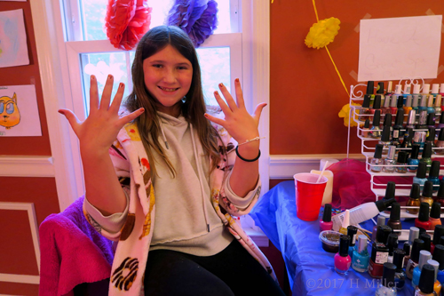 Showing Off Her Cute Girls Manicure. Showing Off Her Cute Girls Manicure.