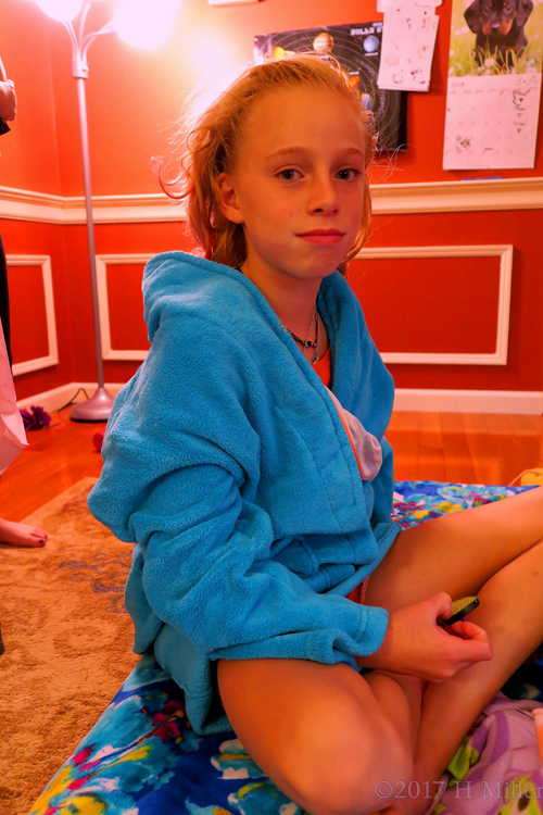 Finished With Her Kids Facial, Now A Smile. Finished With Her Kids Facial, Now A Smile.