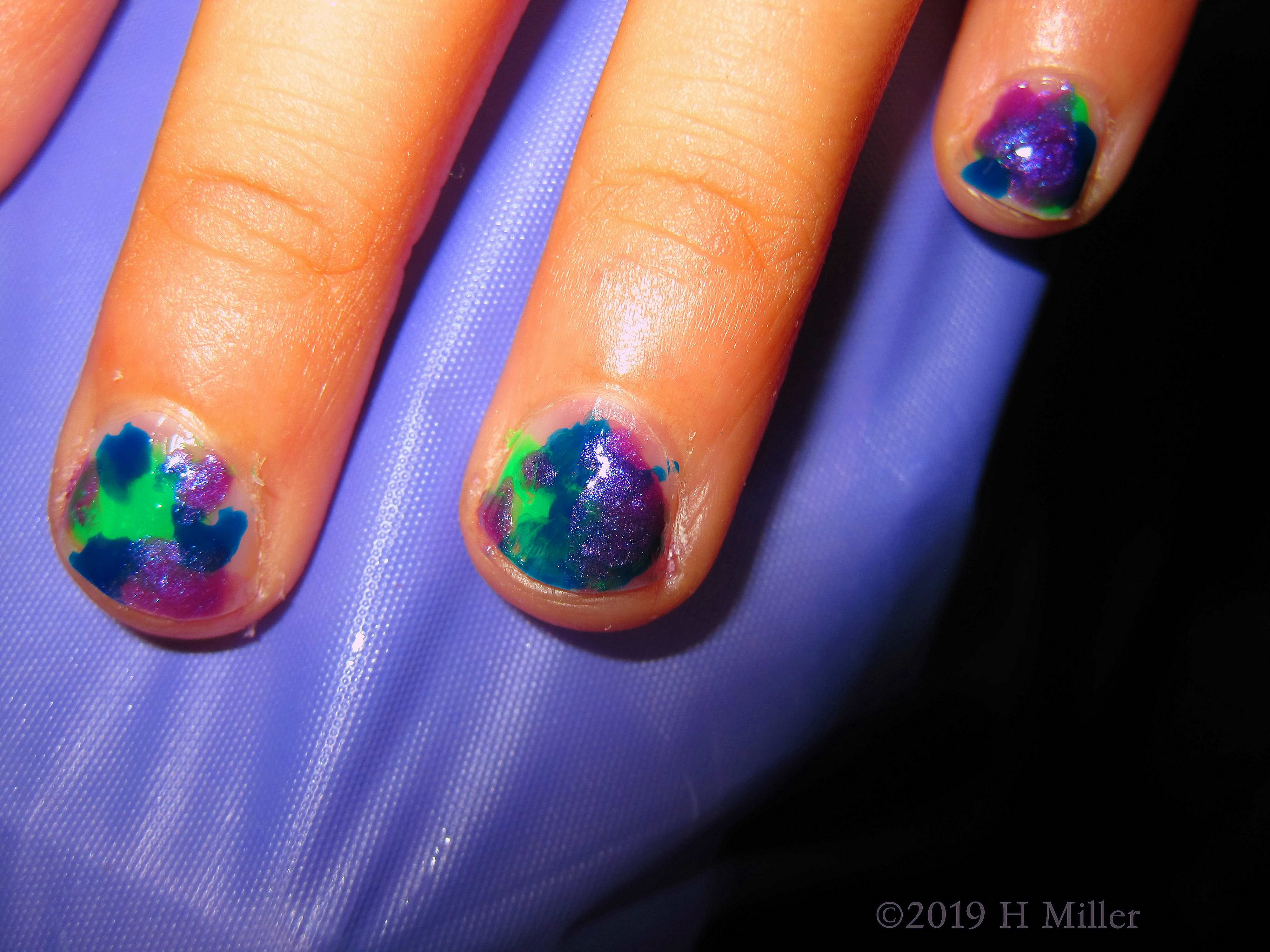 Blue Purple Green Marbled Manicure Blue Purple Green Marbled Manicure