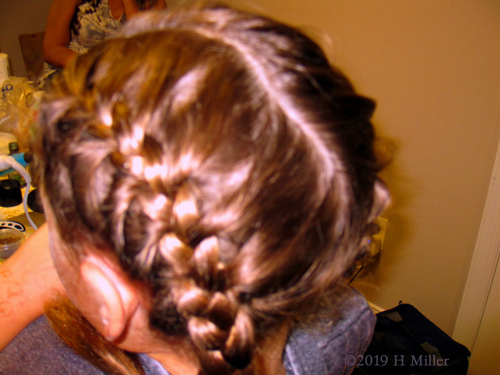 Back Of French Pigtail Braids Kids Hairstyle At The Spa Party