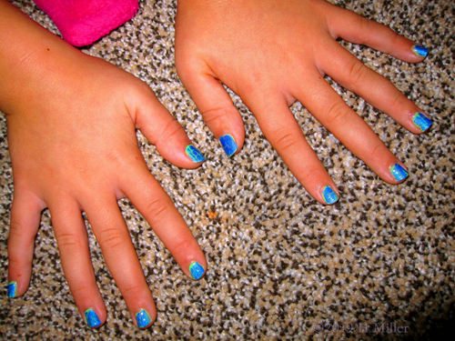 Blue And Teal Crackle Kids Mani Blue And Teal Crackle Kids Mani