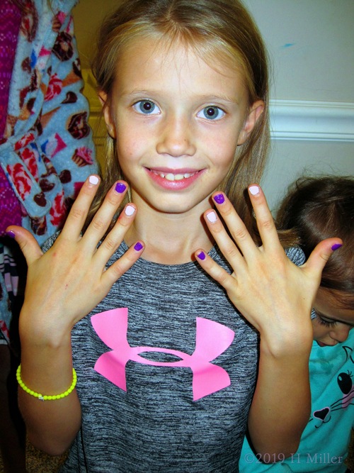 Purple And White Girls Mani With A Smile At The Spa Party Purple And White Girls Mani With A Smile At The Spa Party