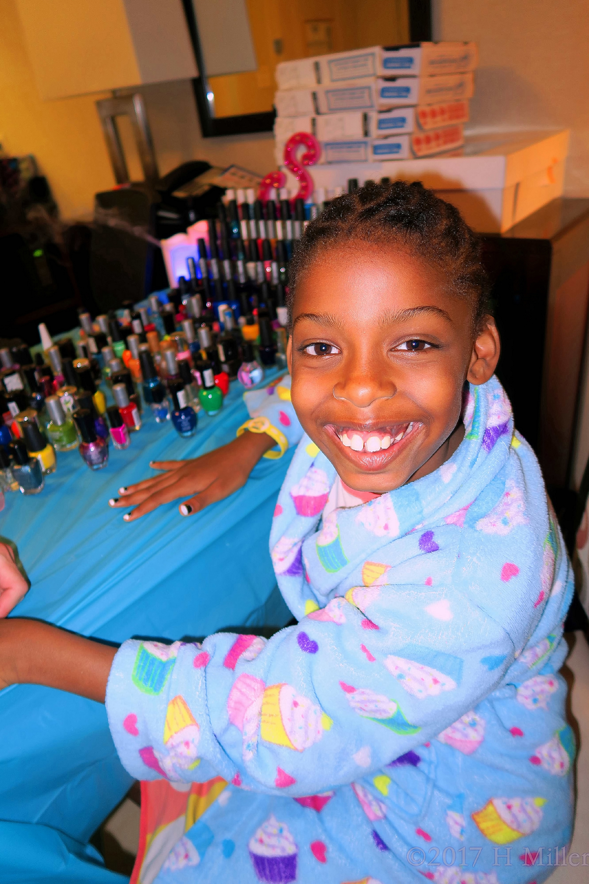Smiling During Her Kids Manicure! 