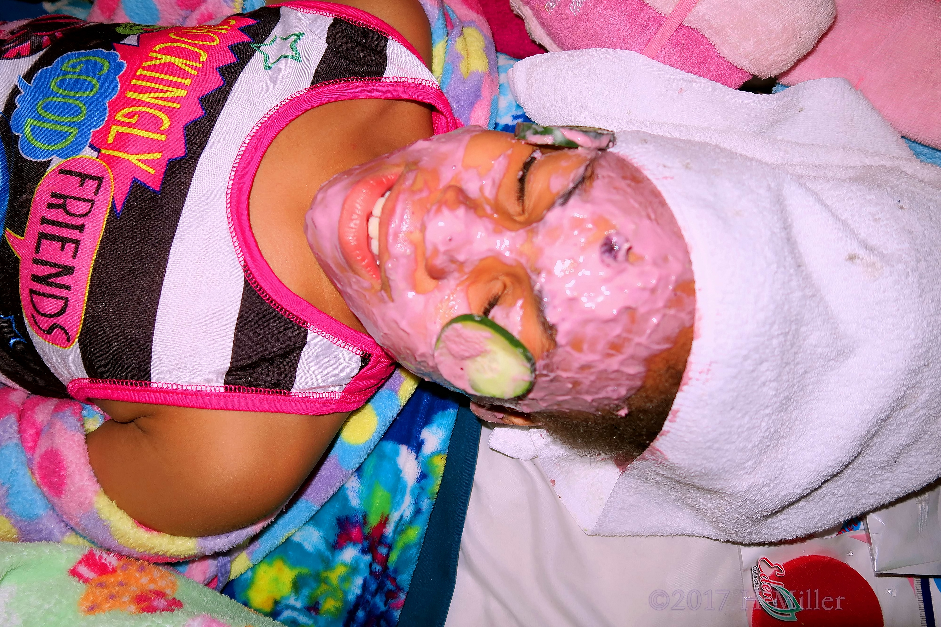 A Close Up Of The Girls Facial Masque. She Chose Blueberry! A Close Up Of The Girls Facial Masque. She Chose Blueberry!