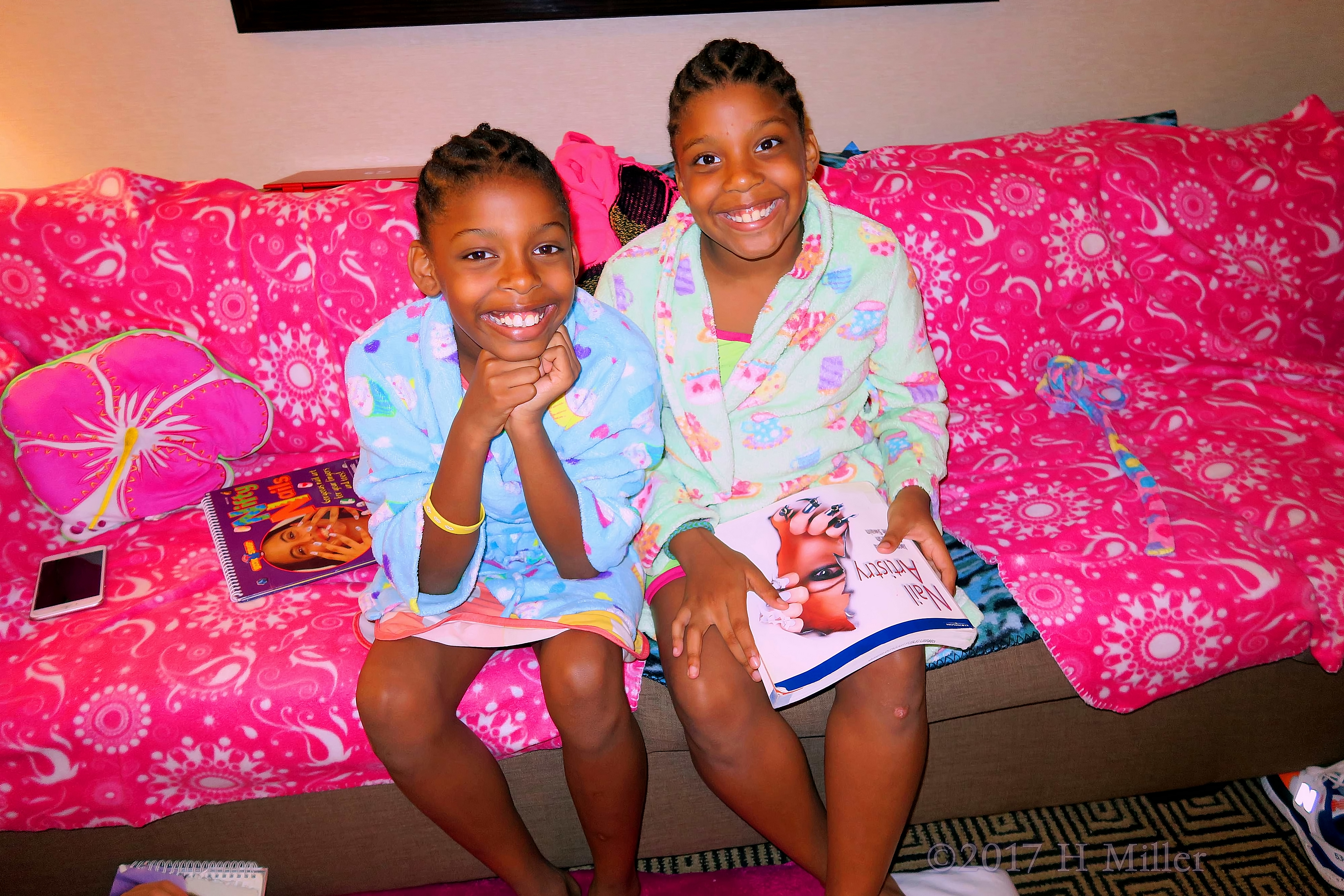 Sitting Together, Looking At The Nail Art Books To Get Ideas For Their Kids Mini Manis. Sitting Together, Looking At The Nail Art Books To Get Ideas For Their Kids Mini Manis.