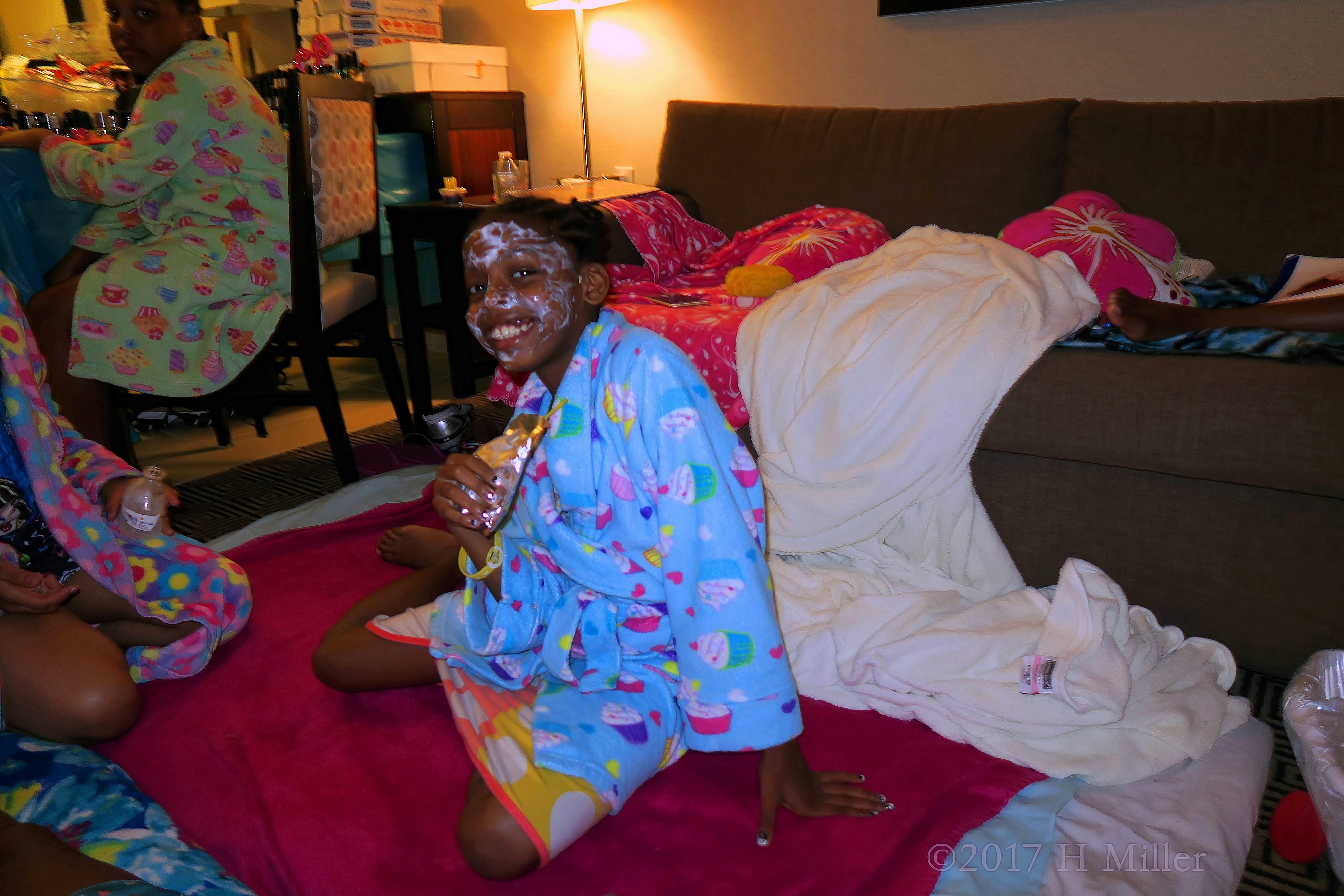 Smiling With Her Kids Facial Face Masque On! 4 Smiling With Her Kids Facial Face Masque On! 4