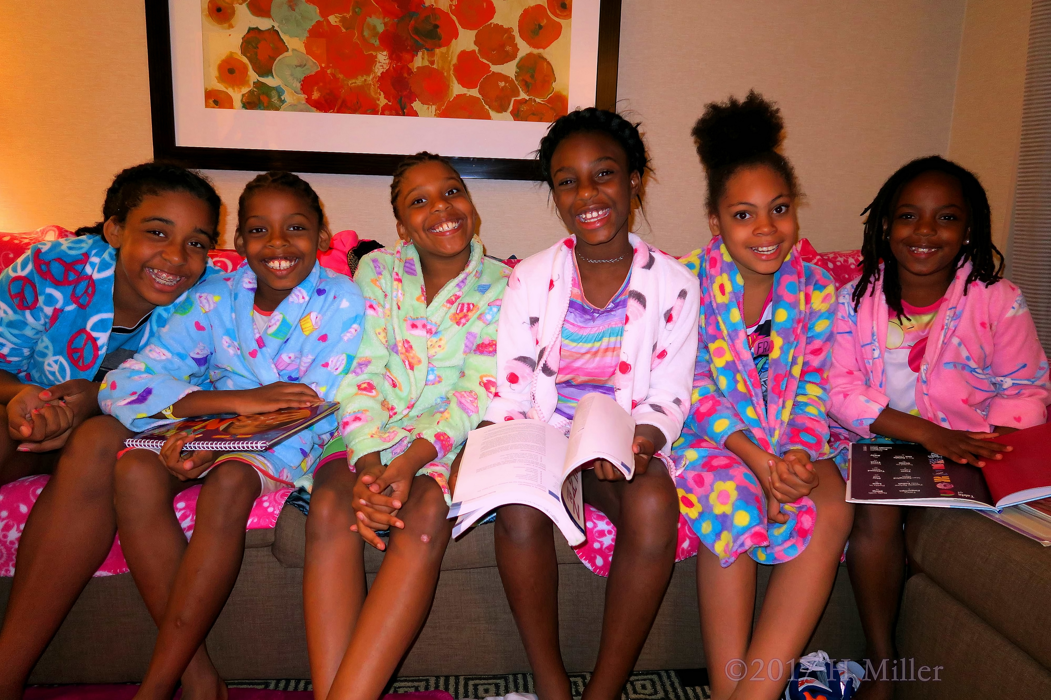 The Kids Spa Party Group Photo With Spa Robes On! The Kids Spa Party Group Photo With Spa Robes On!